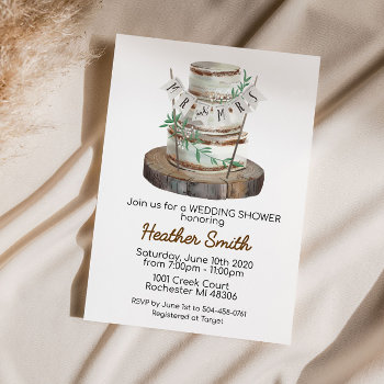 Rustic Wedding Cake Bridal Shower Invitation by SugSpc_Invitations at Zazzle