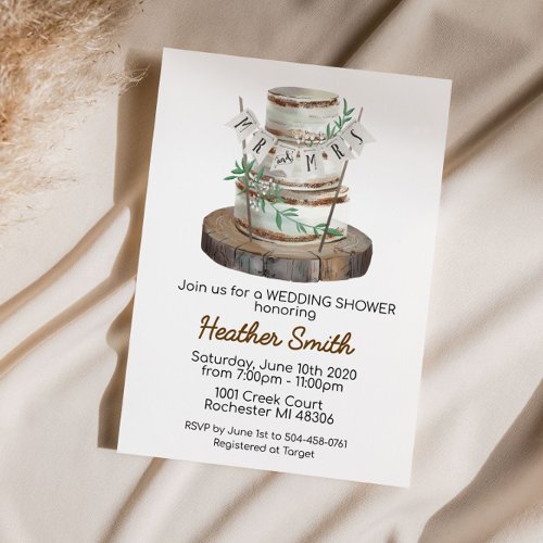 Rustic Wedding Cake Bridal Shower Invitation