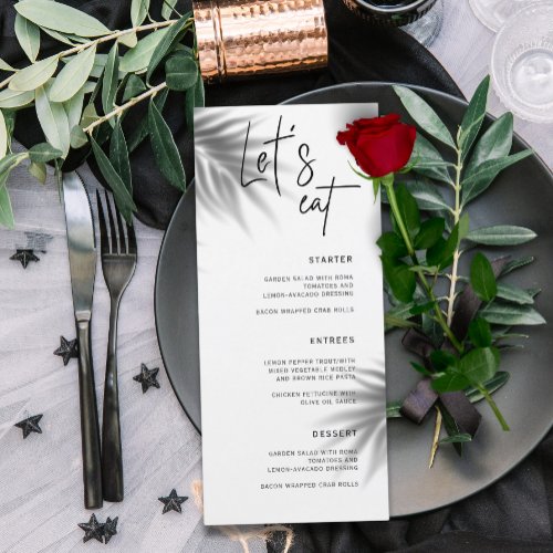 Rustic Wedding Calligraphy Lets Eat Dinner Menu