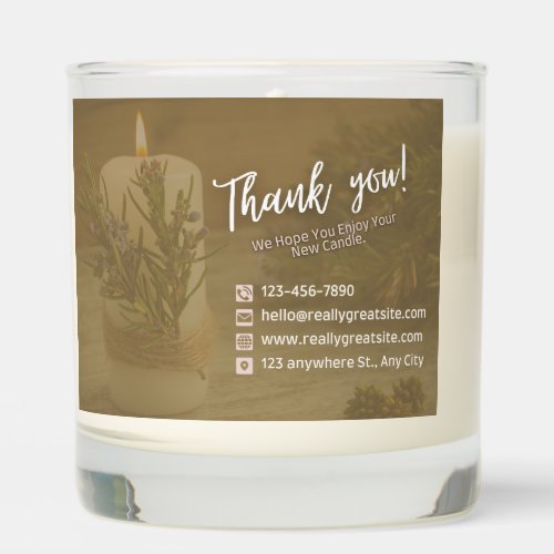 Rustic Wedding Candle – Rosemary & Purple Floral