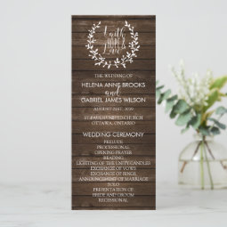 Rustic Wedding Ceremony Program | Zazzle