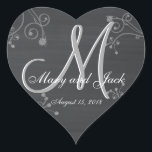 Rustic Wedding Chalkboard Fantastic 3d Monogram Heart Sticker<br><div class="desc">Check out this 3d Monogram rustic chalkboard design. Retro Vintage look for your wedding party. Monograms,  text and bride and groom names are easy to change to suit your needs. All artwork and images ©nuptial.Rustic Wedding Chalkboard 3d Monogram</div>