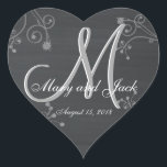 Rustic Wedding Chalkboard Fantastic 3d Monogram Heart Sticker<br><div class="desc">Check out this 3d Monogram rustic chalkboard design. Retro Vintage look for your wedding party. Monograms,  text and bride and groom names are easy to change to suit your needs. All artwork and images ©nuptial.Rustic Wedding Chalkboard 3d Monogram</div>