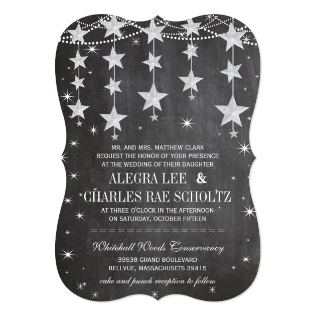 Rustic Wedding Chalkboard Under The Stars Invitation