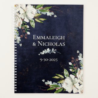 Rustic Wedding Chic Floral Navy Blue