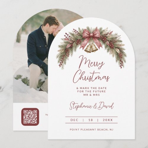 Rustic Wedding Christmas Arch Burgundy Pine TLW26 Save The Date