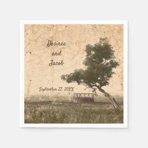 Rustic Wedding Country Farm Beige Vintage Tree Napkins