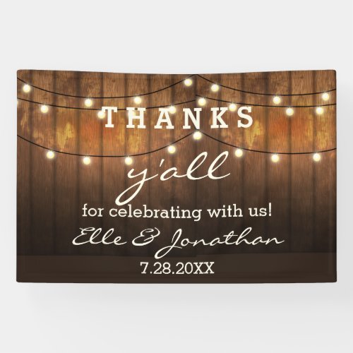 Rustic Wedding Country String Lights Thanks Yall Banner