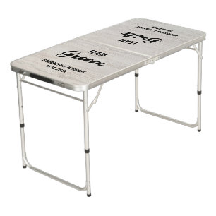 Rustic Wedding Couple Newlywed Team Bride Groom Beer Pong Table