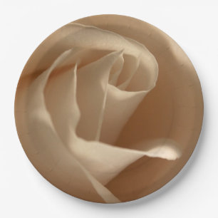 Rustic Wedding Cream Rose Fall Floral Beauty Paper Plates