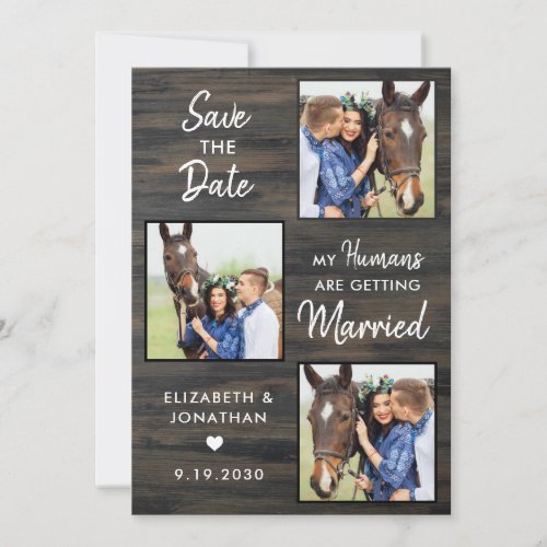 Rustic Wedding Custom Pet Photo Collage Horse Save The Date