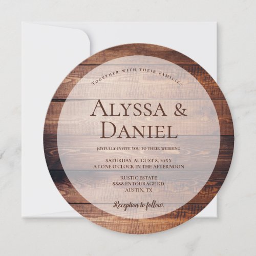 Rustic Wedding Dark Wood Unique Custom Invitation