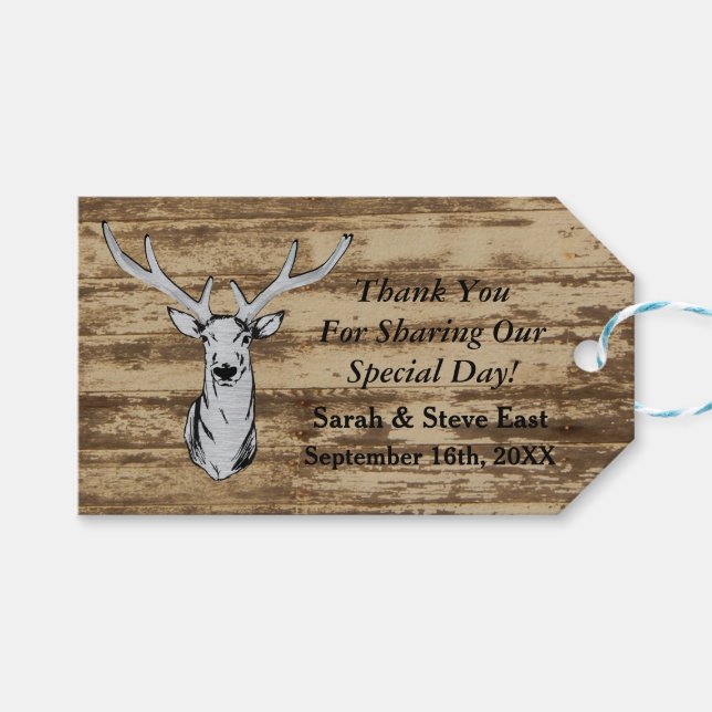Rustic Wedding Deer Thank You Tags (Front (Horizontal))