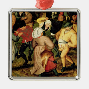 Rustic Wedding, detail of people dancing Metal Ornament