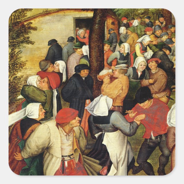 Rustic Wedding, detail of people dancing Square Sticker (Front)