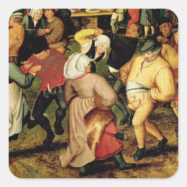 Rustic Wedding, detail of people dancing Square Sticker (Front)