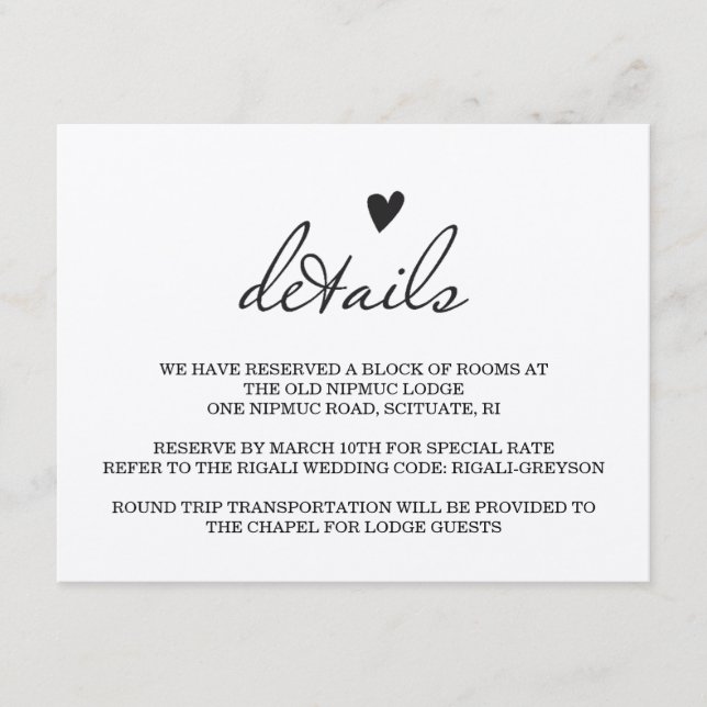 RUSTIC WEDDING Details Card (Front)