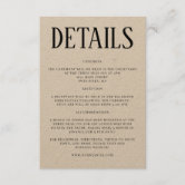 Elegant Wedding Details Invitation Insert