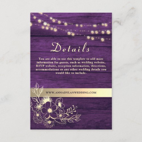 Rustic Wedding Details Website Enclosure Card
