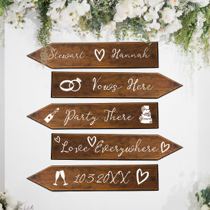 Rustic Wedding Directional Signs Wall Decal