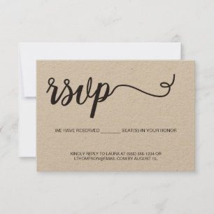 Rustic Wedding Elopement enclosure Script RSVP Card