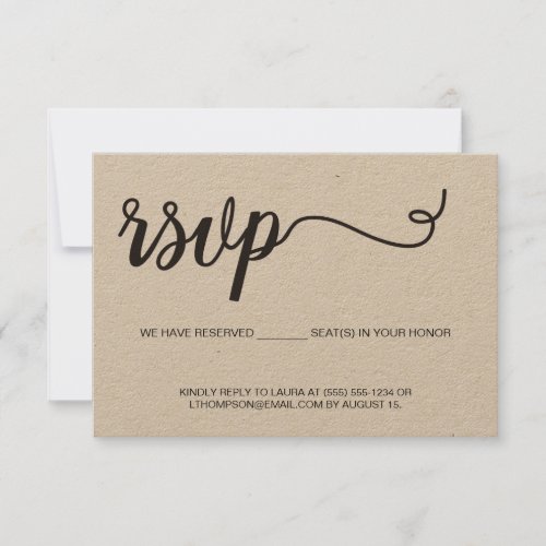 Rustic Wedding Elopement enclosure Script RSVP Card