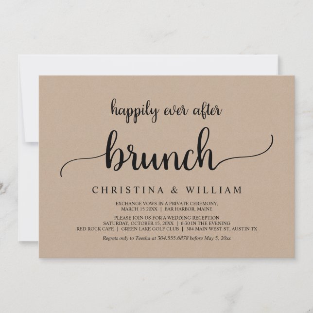 Rustic Wedding Elopement Happily Ever After Brunch Invitation (Front)
