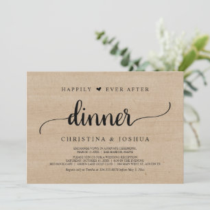 Rustic Wedding Elopement Happily Ever After Dinner Invitation