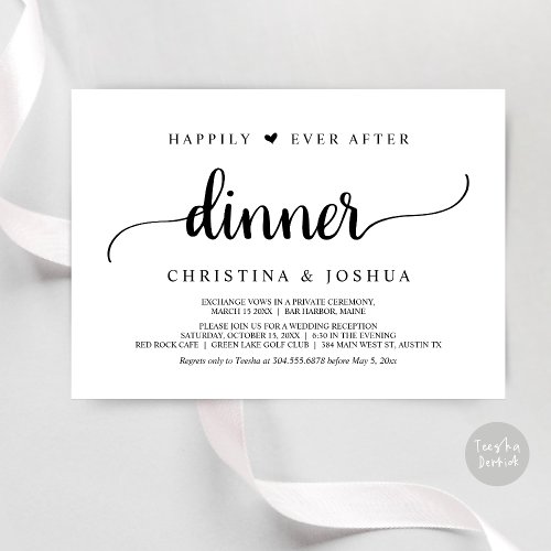 Rustic Wedding Elopement Happily Ever After Dinner Invitation