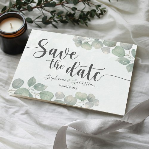 Rustic Wedding Eucalyptus Green SAVE THE DATE Postcard