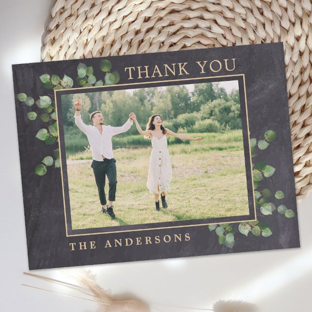 Rustic Wedding Eucalyptus Greenery Photo Thank You Postcard (Creator Uploaded)