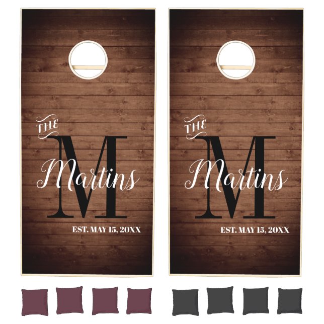 Rustic Wedding Family Monogram Personalized Cornhole Set (Set)