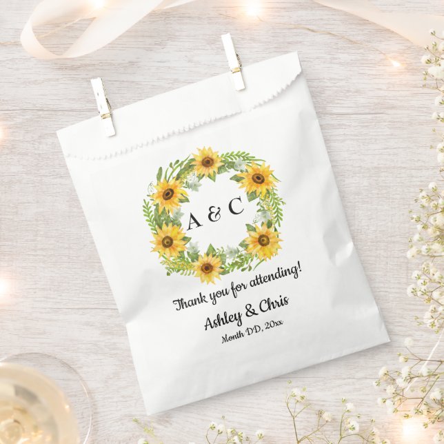 Rustic Wedding Favor Bags Boho Sunflower Treat Bag (Clipped)