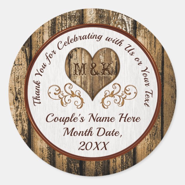 Rustic Wedding Favor Ideas Custom Wedding Stickers (Front)