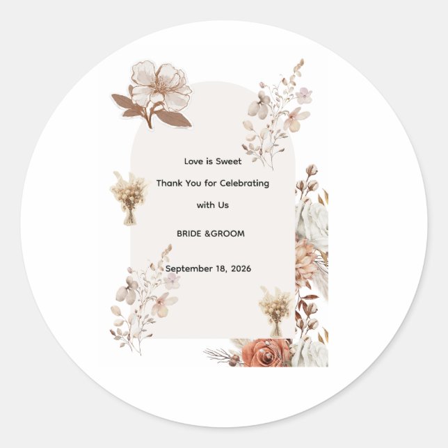 Rustic Wedding Favor Sticker (Front)