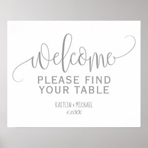 Rustic Wedding Find Your Table Sign (Gray)