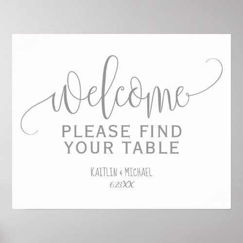 Rustic Wedding Find Your Table Sign Gray