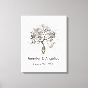 Rustic Wedding Fingerprint Tree Canvas Print