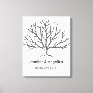 Rustic Wedding Fingerprint Tree Canvas Print