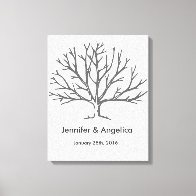 Rustic Wedding Fingerprint Tree Canvas Print (Front)