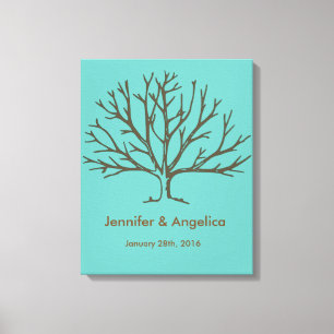 Rustic Wedding Fingerprint Tree Canvas Print