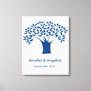Rustic Wedding Fingerprint Tree Canvas Print