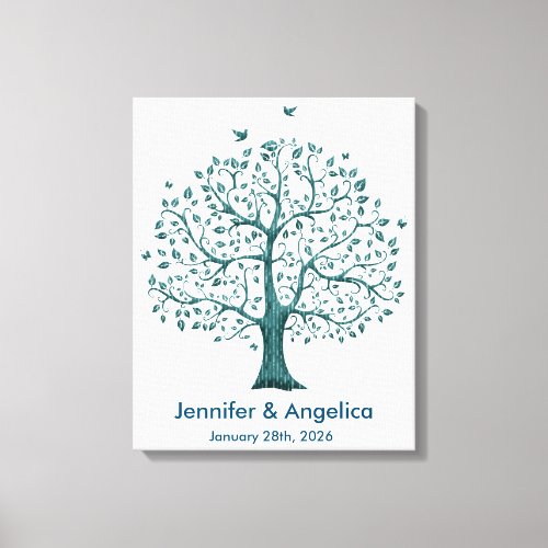 Rustic Wedding Fingerprint Tree Canvas Print