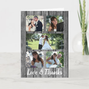Rustic Wedding Five Photo Thank You Collage