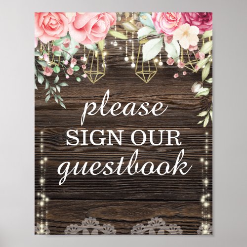 Rustic Wedding Floral Guestbook Sign