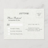 Rustic Wedding Floral Wood String Light RSVP Reply Invitation Postcard (Back)