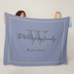 Rustic Wedding Gift Chic Script Keepsake Monogram Fleece Blanket<br><div class="desc">Rustic Wedding & Engagement Gift for Newlyweds Elegant Chic Script Keepsake Monogrammed Blue Fleece Blanket, with personalized Couple's last name and date established. A unique gift for newlyweds, for their new life together, or a housewarming gift. Click Personalize this template to customize it with the Monogram last name initial, the...</div>