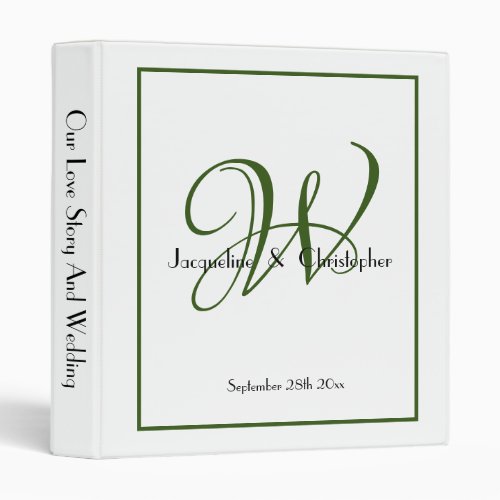 Rustic Wedding Gift Simple Monogram Wedding Album  3 Ring Binder