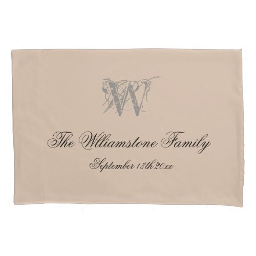 Rustic Wedding Gift Simple Script Name  Monogram Pillow Case