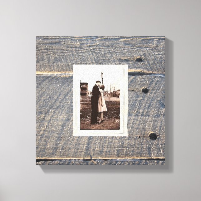 rustic wedding gray barn wood country wedding canvas print (Front)